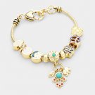 Multi Bead Evil Eye Hamsa Hand Elephant Charm Bracelet