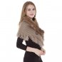 Faux Fur Collar Detail Cable Knit Tassel Shawl Scarf