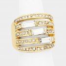 Split Triple Crystal Rectangle Accented Stretch Ring