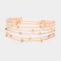 Split Layer Textured Metal Ball Station Cuff Bracelet