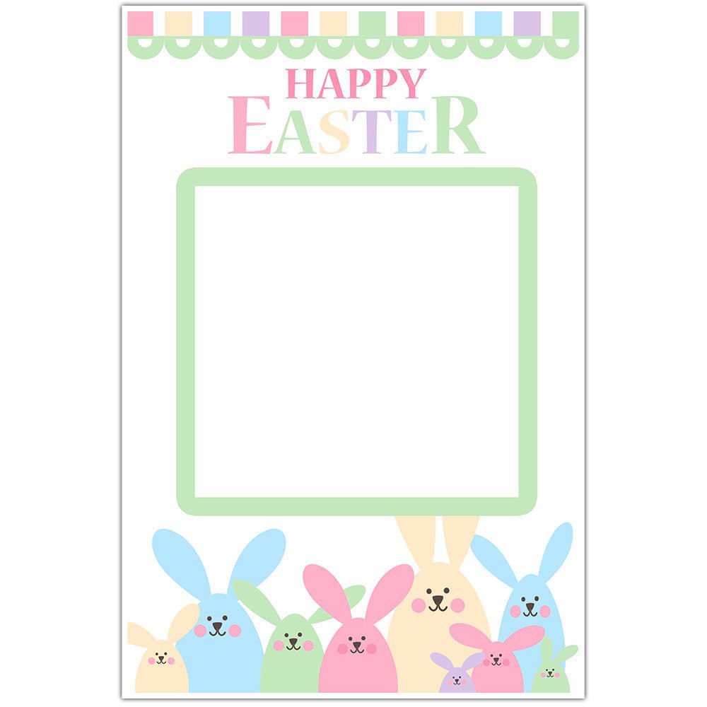 Happy Easter Pastel Bunnies Selfie Frame Photo Booth Social Media Prop ...