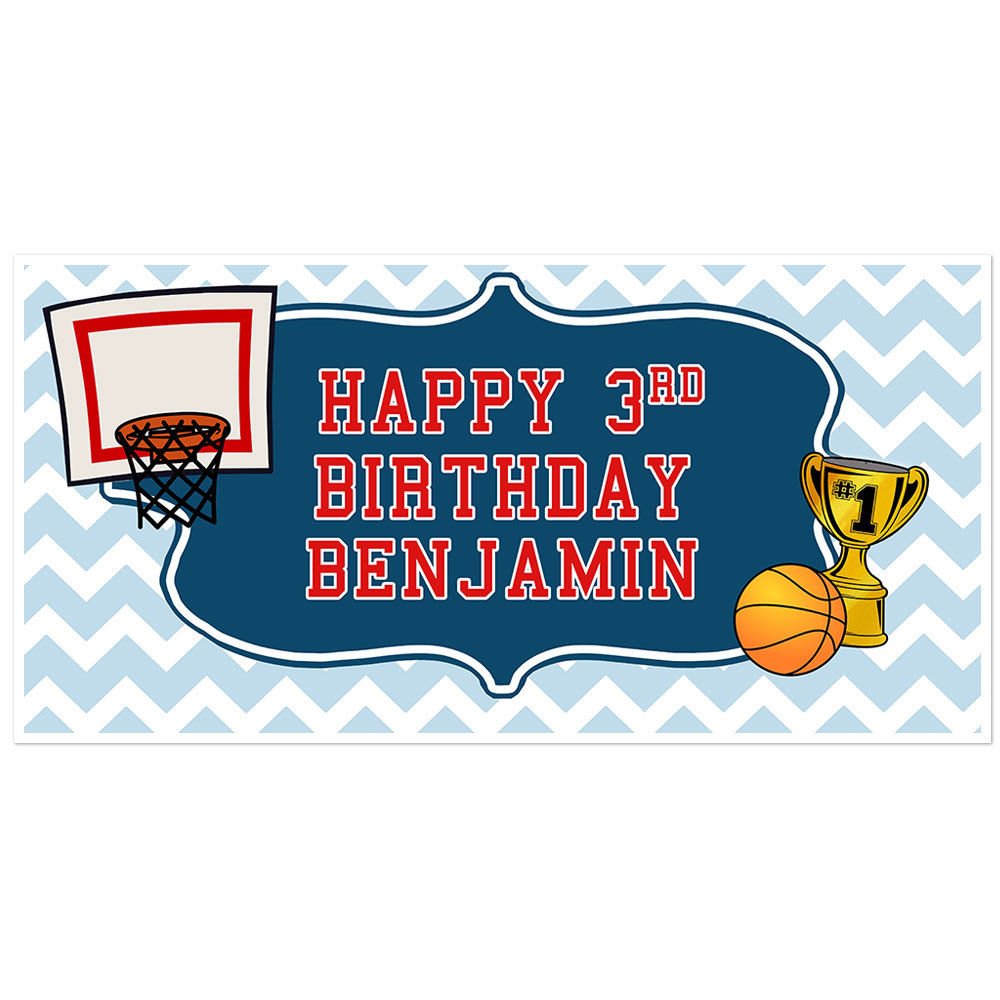 Basketball Birthday Banner Personalized Party Backdrop Decoration