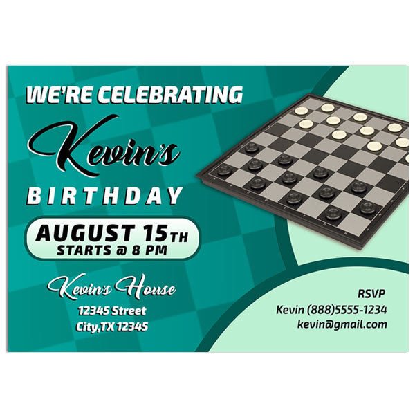 Checkers Birthday Party Invitations