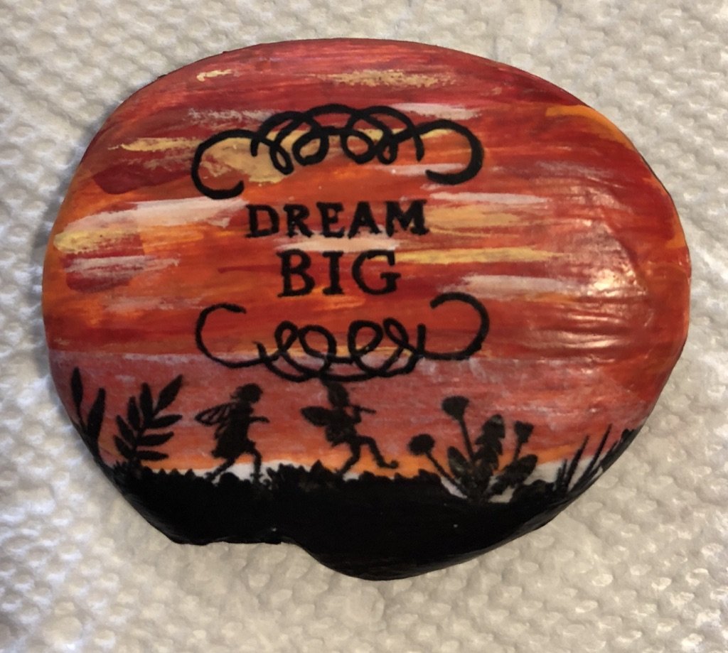 Hand Painted Art Rock "Dream Big" Design