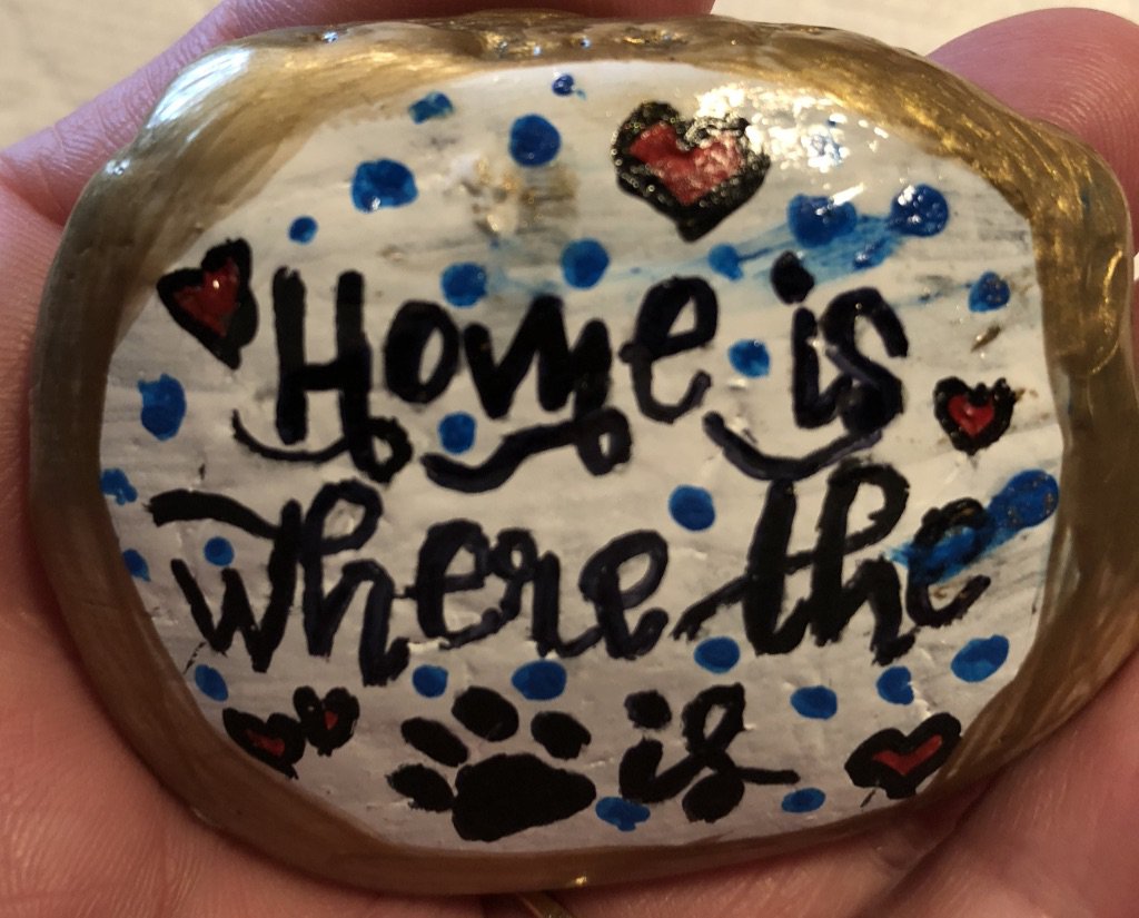 Hand Painted Art Rock "Home is Where The Paw Is" Design