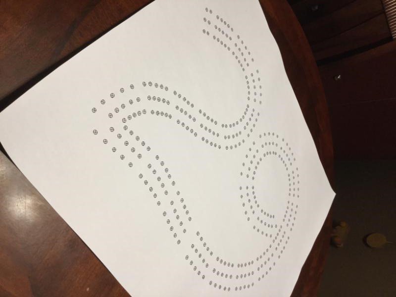 Large 29 Shaped Cribbage Board Hole Pattern Paper Template