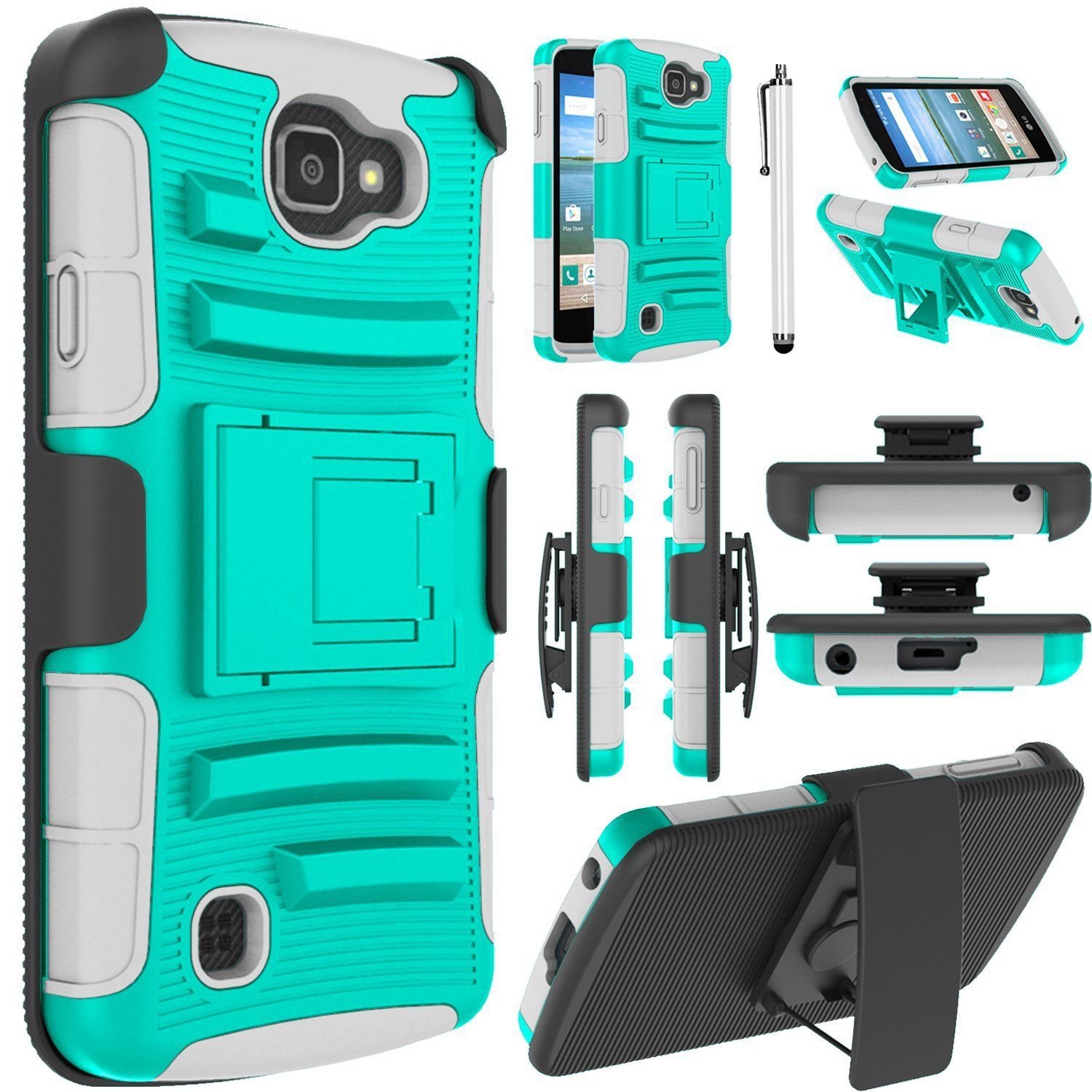 Outer Box Stand Belt Clip Holster Case Cover For LG Optimus Zone 3 / VS452