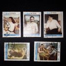5 postage stamps of Cuba
