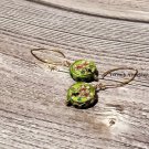 Green Round Cloisonne Bead Earrings