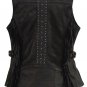 Milwaukee - Ladies Snap Front Black Leather Vest w/ Fringe Detailing - MLL4565