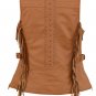 Milwaukee - Ladies Snap Front TAN Leather Vest w/ Fringe Detailing - MLL4566