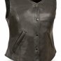 Ladies Snap Front Vest w/ 2 Inside Gun Pockets - Long Body for Motorcycle Riders