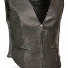 Ladies Side Stretch Zipper Front Leather Vest for Motorcycle Riders Sexiest Fit