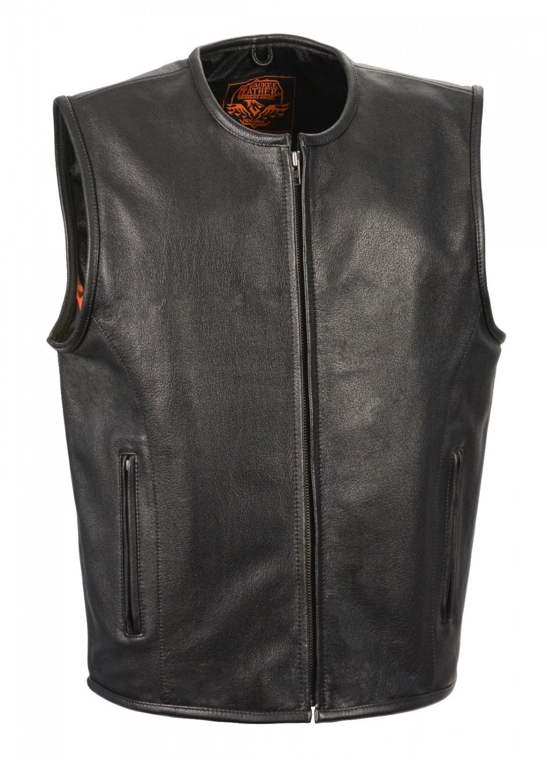 Men's Zipper Front Leather Vest w/ Gun Pockets - Perfect for Club Patches