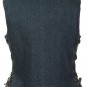 Ladies Side Lace Snap Front Blue Denim Vest - 100% Cotton 14oz w/ V Neck Collar