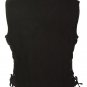 Ladies Side Lace Snap Front Black Denim Vest w/ Gun Pockets - 100% Cotton 14oz