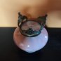 vintage pink ART-GLASS Vase  with metal base