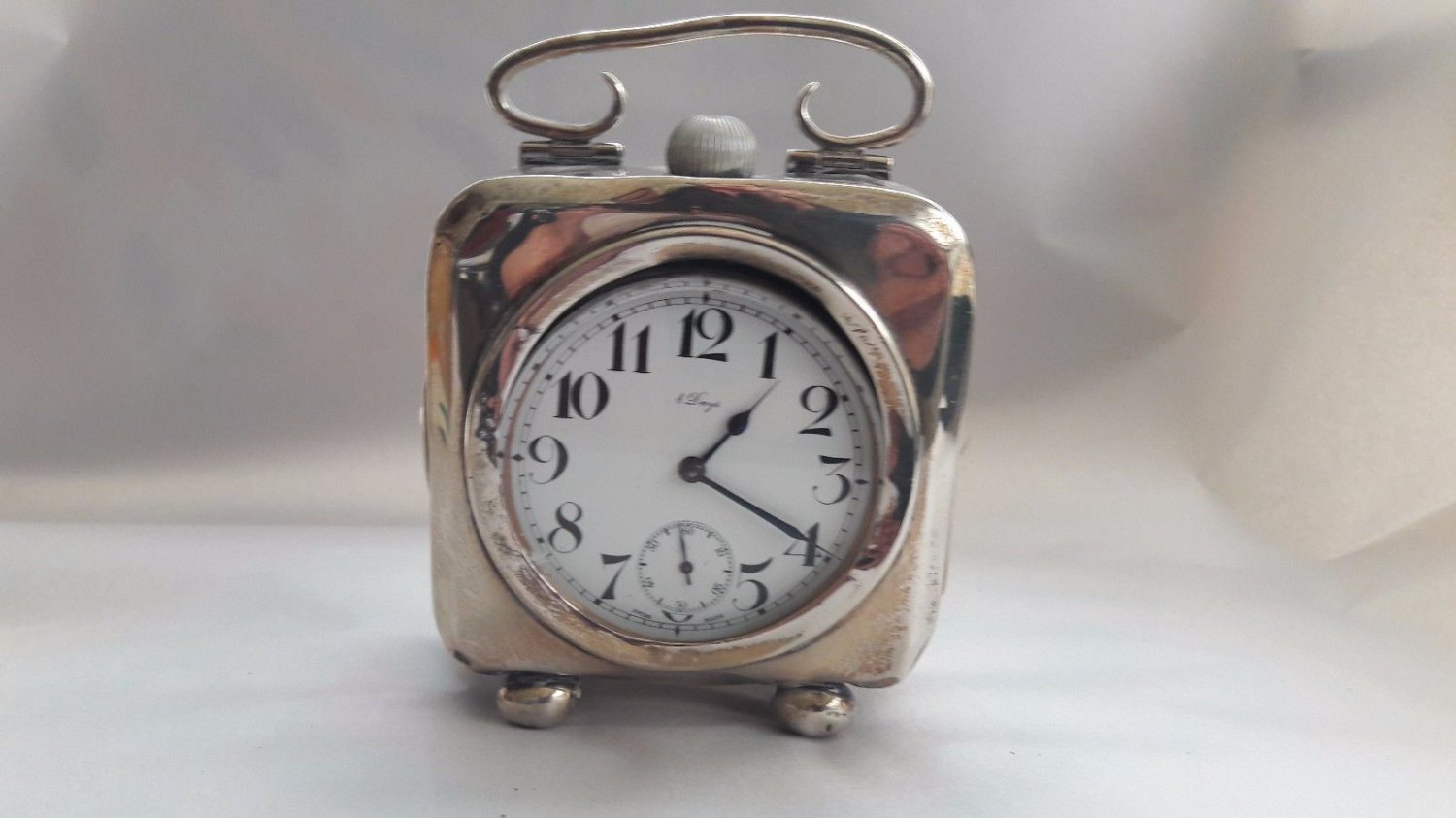 silver table clock , England - Chester - 1908