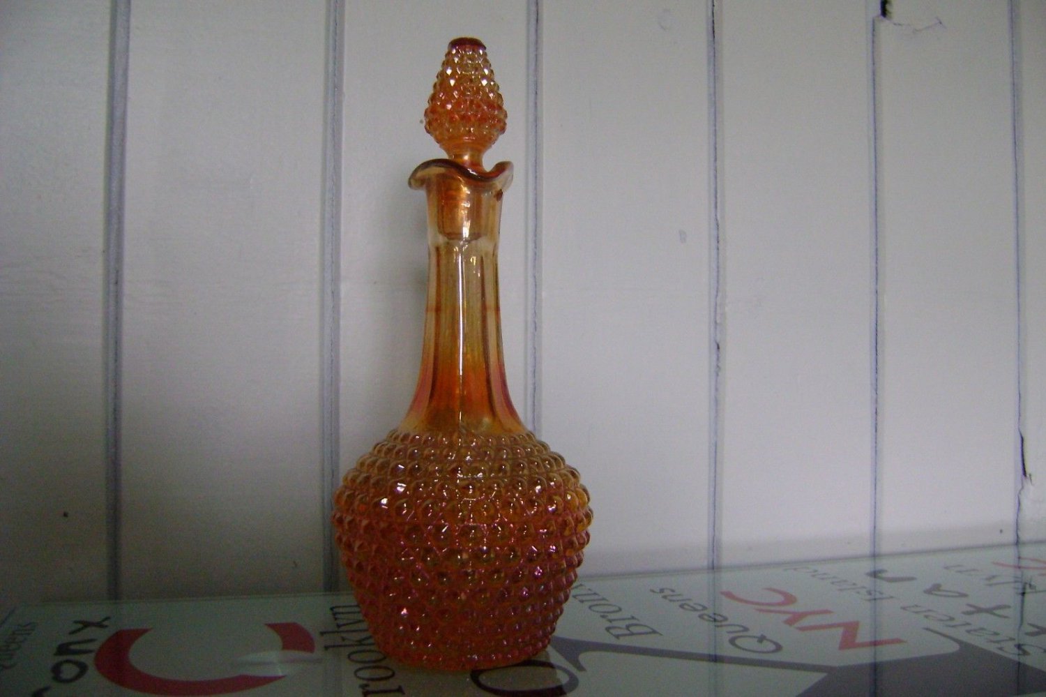 vintage  Carnival Bottle  glass orange