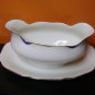 Richard Ginori - old Porcelain Sauce boat - white and cobalt blue