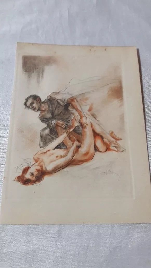 engraving orig . Lobel Riche  Orig colors Erotic 1937  aprox  Paris (2)