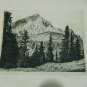 antique  etching  German landscape - Alpspitze - illegible signature .