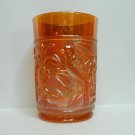 vintage  Carnival cup .beaker  glass -  orange with birds