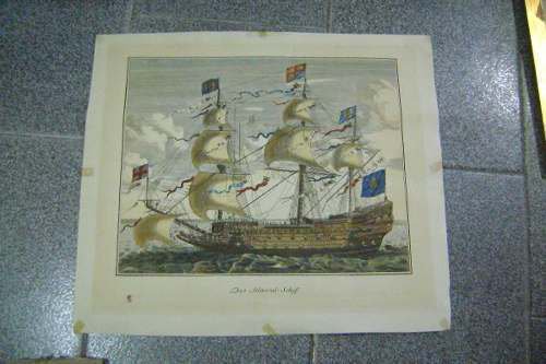engraving Serigraphy  Admiral Das Schiff Boat