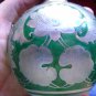 two Perfume Bottle Green Crystal Flowers