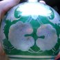 two Perfume Bottle Green Crystal Flowers