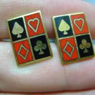 vintage enamel poker  cufflinks colours gold plated