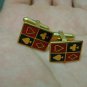 vintage enamel poker  cufflinks colours gold plated