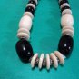 vintage necklace 80s. black and white. acrylic