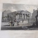 old engraving , Unitarian Church Philadelphia 1831 -  Fenner Sear