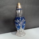 vintage glass Perfume bottle blue paint