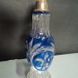 vintage glass Perfume bottle blue paint