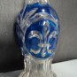 vintage glass Perfume bottle blue paint