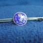 vintage metal Brooch with blue enamel . Crown and star