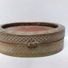vintage old Miniature gold metal box -  pillbox with mirror