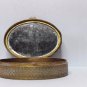 vintage old Miniature gold metal box - pillbox with mirror