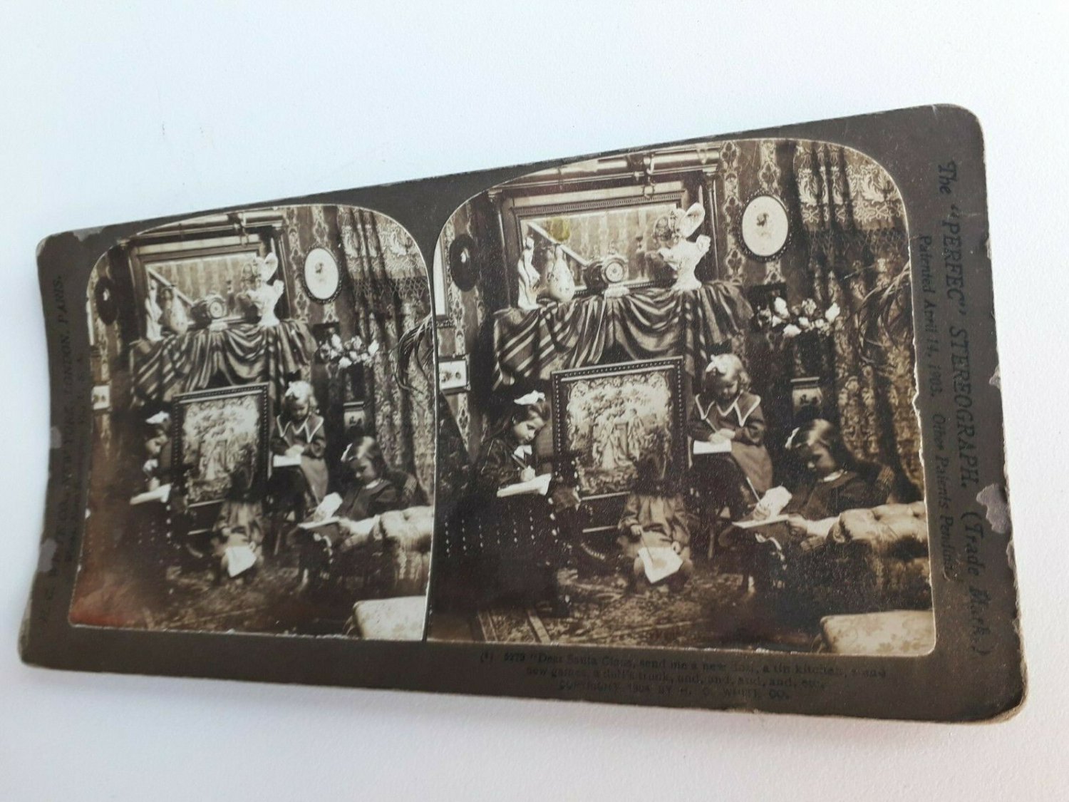 old   Stereoscopic photo Dear Santa Claus Copy 1904