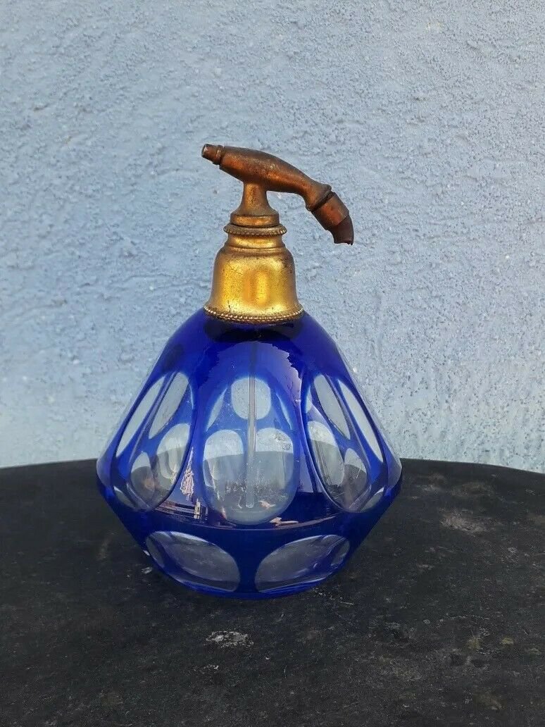 vintage old blue cristal  Perfume bottle
