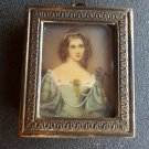 Antique Hand painted miniature on celluloid with frame signed lady JANE DIGBY?