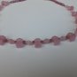Vintage Art Deco Glass Necklace Old Rose Check Stock