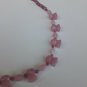 Vintage Art Deco Glass Necklace Old Rose Check Stock