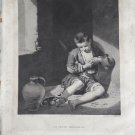 Engraving Jeune mendiante Print Philibert Boutrois