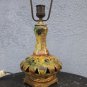 old vintage ceramic table lamp with bronze 60s approx