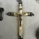 vintage old silver cross and mother of pearl