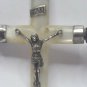 vintage old silver cross and mother of pearl