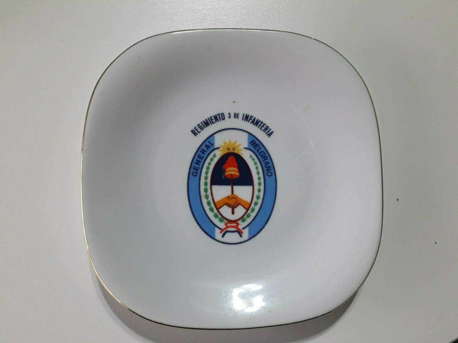 old  porcelain plate Argentine Infantry Regiment, General Belgrano